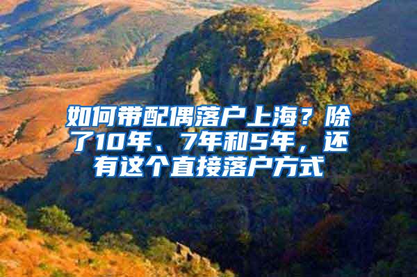 如何带配偶落户上海？除了10年、7年和5年，还有这个直接落户方式