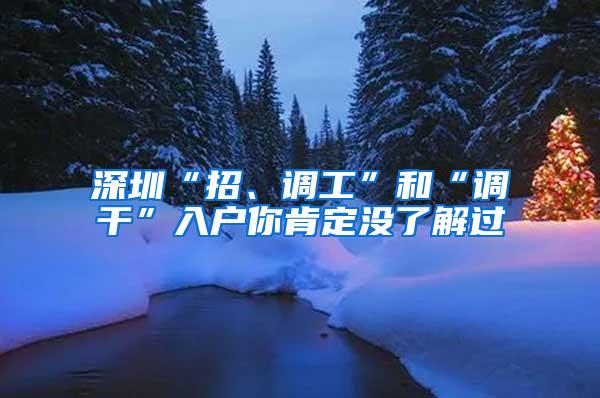 深圳“招、调工”和“调干”入户你肯定没了解过