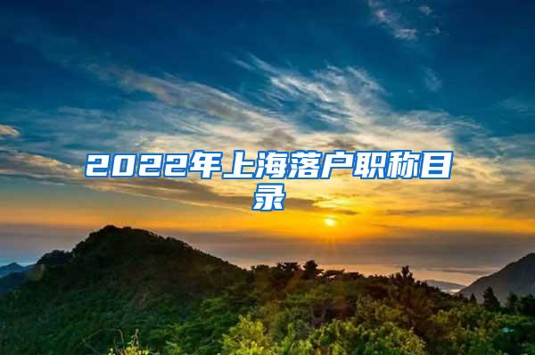 2022年上海落户职称目录