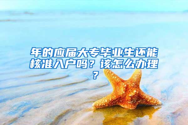 年的应届大专毕业生还能核准入户吗？该怎么办理？