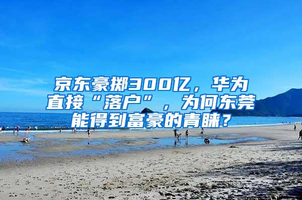 京东豪掷300亿，华为直接“落户”，为何东莞能得到富豪的青睐？