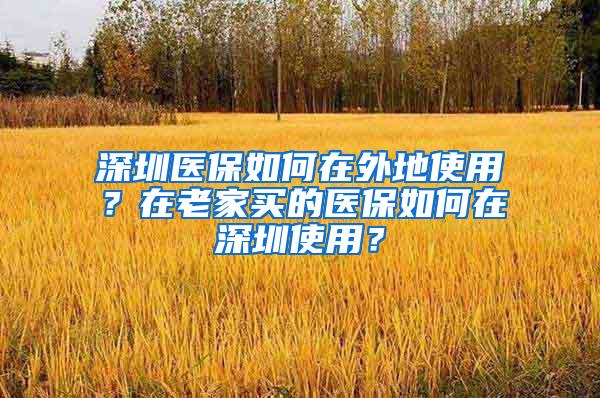 深圳医保如何在外地使用？在老家买的医保如何在深圳使用？