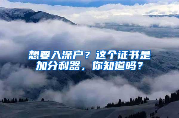 想要入深户？这个证书是加分利器，你知道吗？