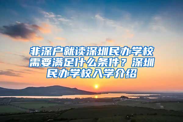 非深户就读深圳民办学校需要满足什么条件？深圳民办学校入学介绍