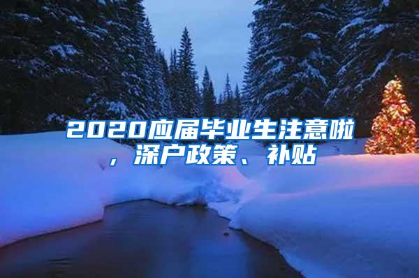 2020应届毕业生注意啦，深户政策、补贴