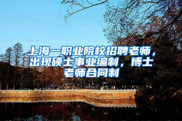 上海一职业院校招聘老师，出现硕士事业编制，博士老师合同制
