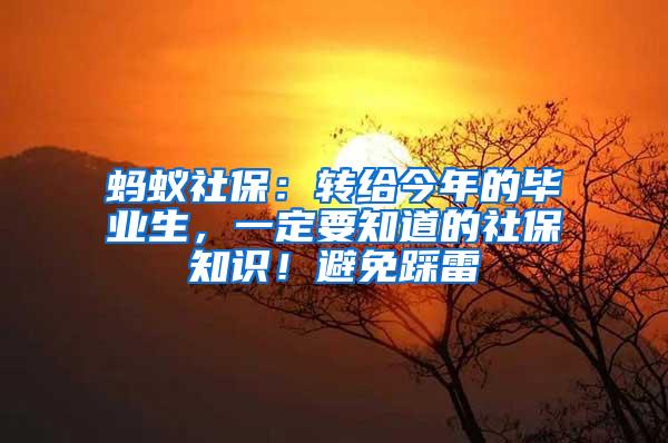 蚂蚁社保：转给今年的毕业生，一定要知道的社保知识！避免踩雷