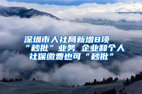 深圳市人社局新增8项“秒批”业务 企业和个人社保缴费也可“秒批”