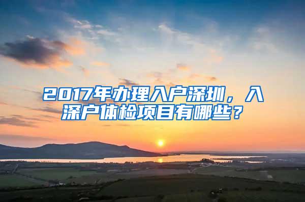 2017年办理入户深圳，入深户体检项目有哪些？