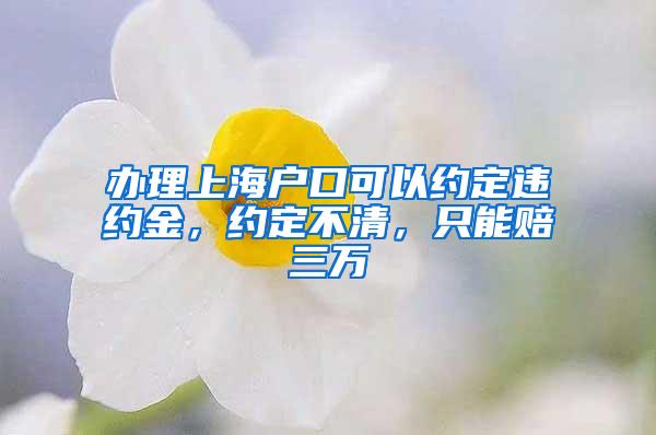 办理上海户口可以约定违约金，约定不清，只能赔三万