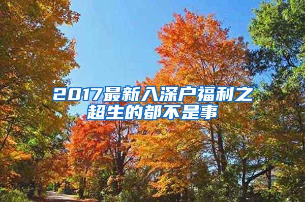 2017最新入深户福利之超生的都不是事