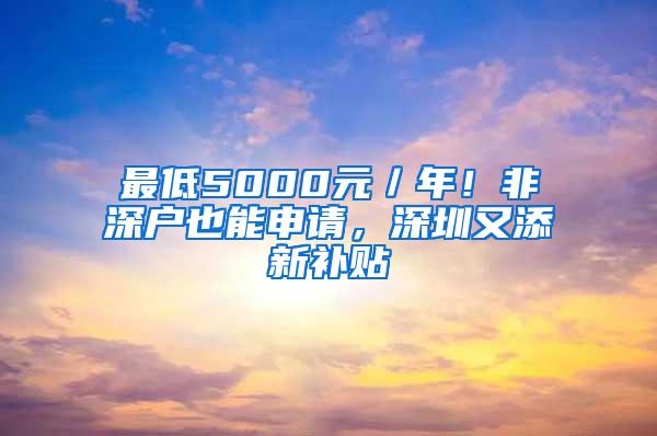 最低5000元／年！非深户也能申请，深圳又添新补贴