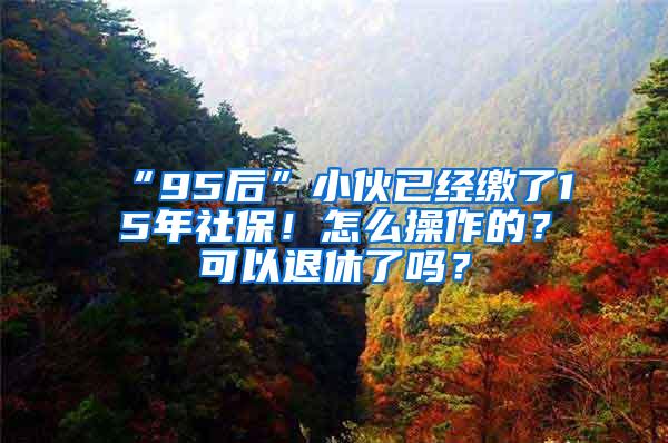 “95后”小伙已经缴了15年社保！怎么操作的？可以退休了吗？