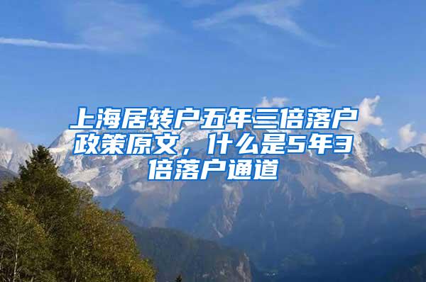 上海居转户五年三倍落户政策原文，什么是5年3倍落户通道