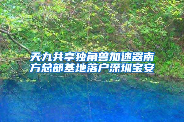 天九共享独角兽加速器南方总部基地落户深圳宝安