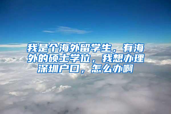 我是个海外留学生，有海外的硕士学位，我想办理深圳户口，怎么办啊