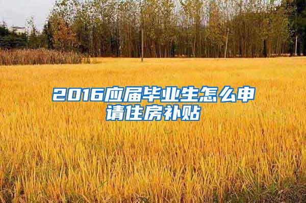 2016应届毕业生怎么申请住房补贴