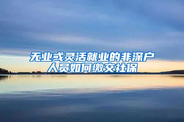 无业或灵活就业的非深户人员如何缴交社保