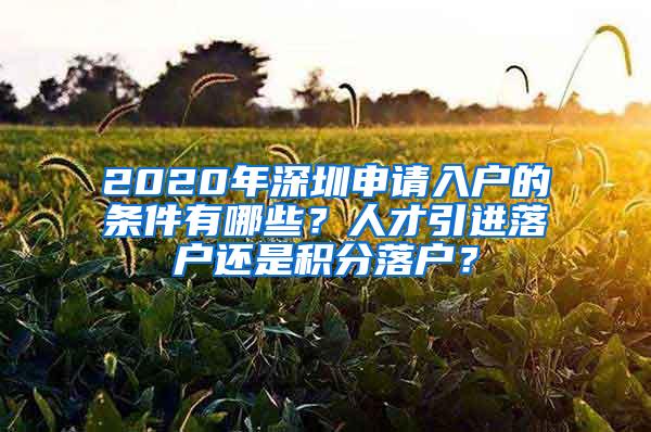 2020年深圳申请入户的条件有哪些？人才引进落户还是积分落户？