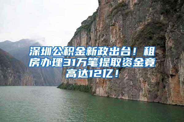 深圳公积金新政出台！租房办理31万笔提取资金竟高达12亿！