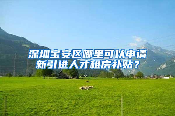 深圳宝安区哪里可以申请新引进人才租房补贴？