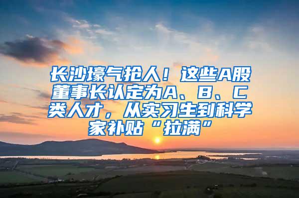 长沙壕气抢人！这些A股董事长认定为A、B、C类人才，从实习生到科学家补贴“拉满”