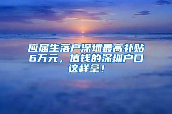 应届生落户深圳最高补贴6万元，值钱的深圳户口这样拿！