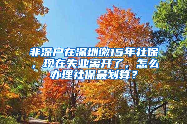 非深户在深圳缴15年社保，现在失业离开了，怎么办理社保最划算？