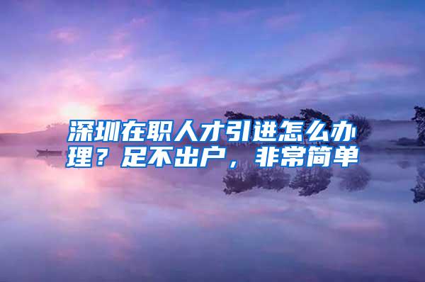 深圳在职人才引进怎么办理？足不出户，非常简单