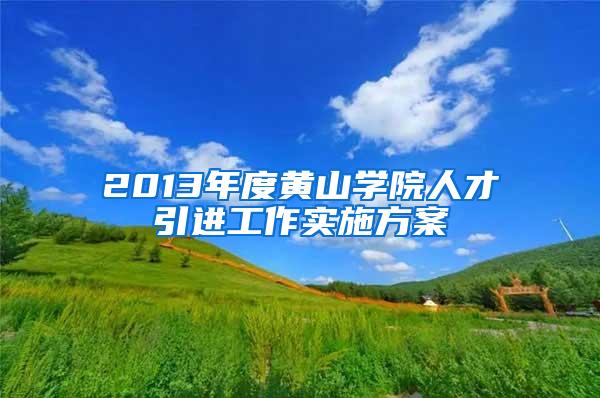 2013年度黄山学院人才引进工作实施方案