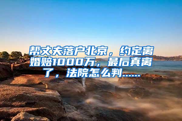 帮丈夫落户北京，约定离婚赔1000万，最后真离了，法院怎么判......