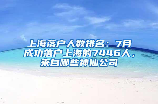 上海落户人数排名：7月成功落户上海的7446人，来自哪些神仙公司