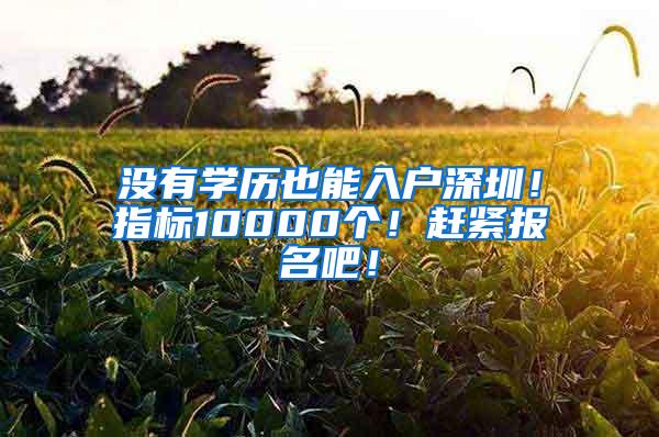 没有学历也能入户深圳！指标10000个！赶紧报名吧！