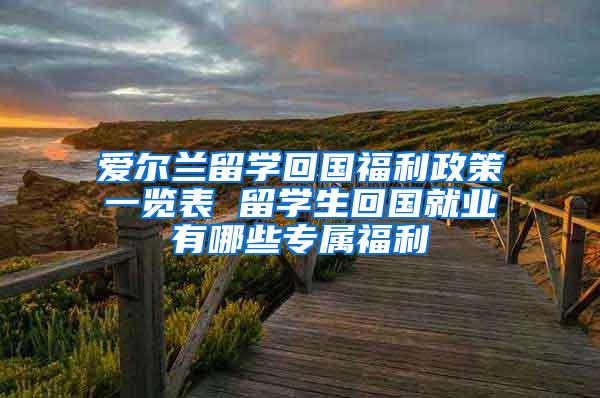 爱尔兰留学回国福利政策一览表 留学生回国就业有哪些专属福利