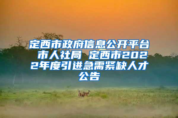 定西市政府信息公开平台 市人社局 定西市2022年度引进急需紧缺人才公告