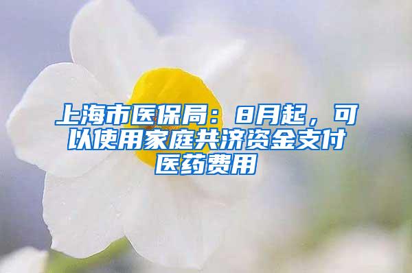 上海市医保局：8月起，可以使用家庭共济资金支付医药费用