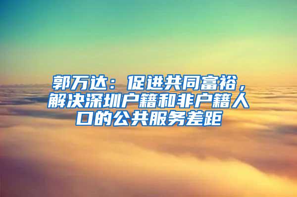 郭万达：促进共同富裕，解决深圳户籍和非户籍人口的公共服务差距