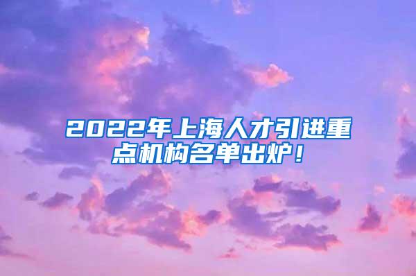 2022年上海人才引进重点机构名单出炉！