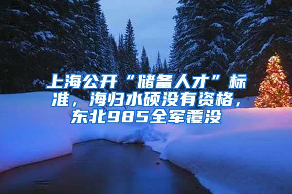 上海公开“储备人才”标准，海归水硕没有资格，东北985全军覆没