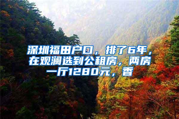 深圳福田户口，排了6年，在观澜选到公租房，两房一厅1280元，香