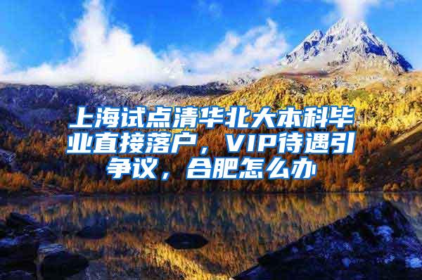 上海试点清华北大本科毕业直接落户，VIP待遇引争议，合肥怎么办