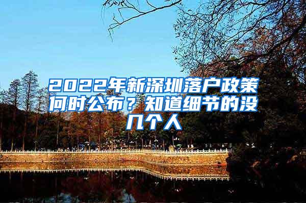 2022年新深圳落户政策何时公布？知道细节的没几个人