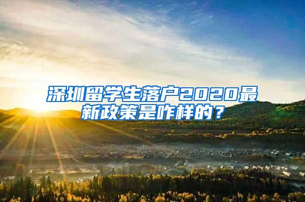 深圳留学生落户2020最新政策是咋样的？