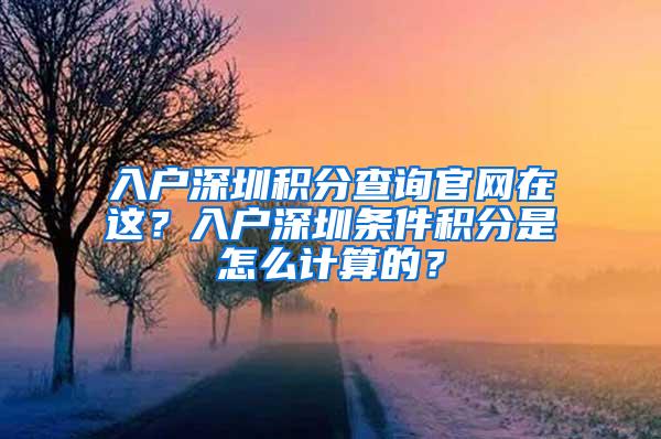 入户深圳积分查询官网在这？入户深圳条件积分是怎么计算的？