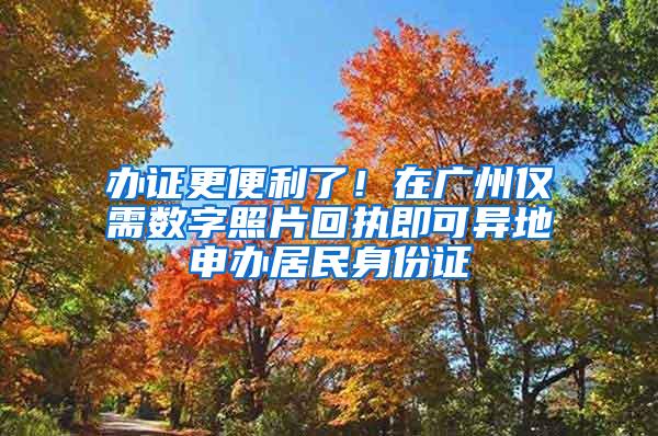 办证更便利了！在广州仅需数字照片回执即可异地申办居民身份证