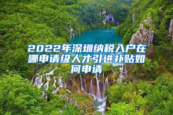 2022年深圳纳税入户在哪申请级人才引进补贴如何申请