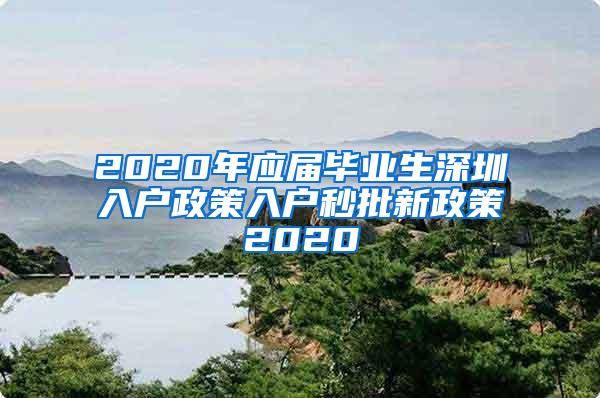 2020年应届毕业生深圳入户政策入户秒批新政策2020