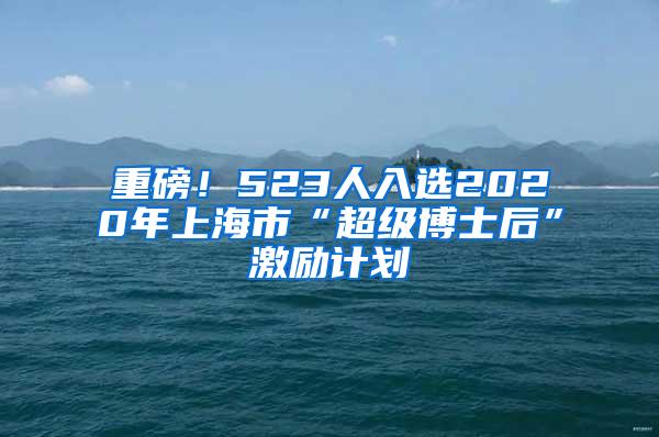 重磅！523人入选2020年上海市“超级博士后”激励计划