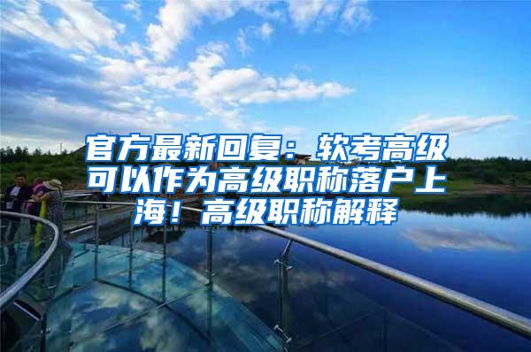 官方最新回复：软考高级可以作为高级职称落户上海！高级职称解释