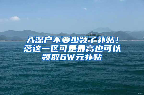 入深户不要少领了补贴！落这一区可是最高也可以领取6W元补贴